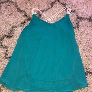 Teal fancy tank top